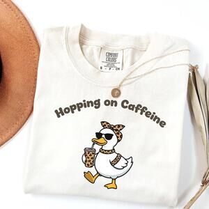 S Easter Goose Shirt, Hopping On Caffeine Tee, Leopard Coffee Girl Tshirt